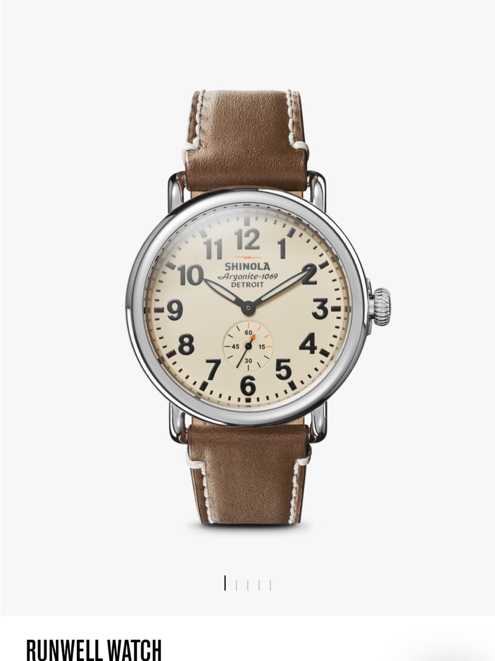 Shinola Runwell Watch — Cream Dial, Brown Leather Strap